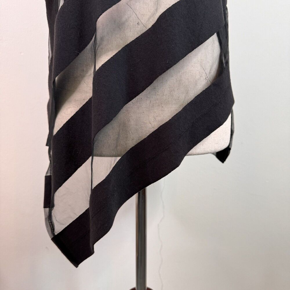 Marques Almeida Womens Shirt Devore Striped Top Goth Sheer Asymmetrical Small - Picture 3 of 12